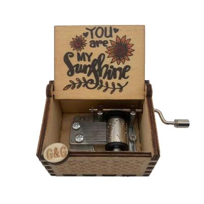 China Wooden Hot Selling My Sunshine Theme Series Hand Crank Wooden Music Box for sale