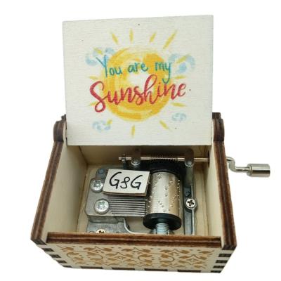 China Wholesale Custom Wooden Hand Crank Music Box You Are My Sunshine Music Box for sale