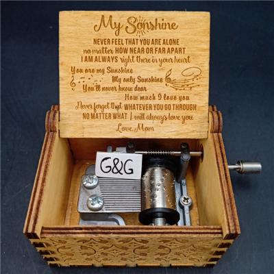 China Lovely wooden mini music box can customize the words to show your love for sale