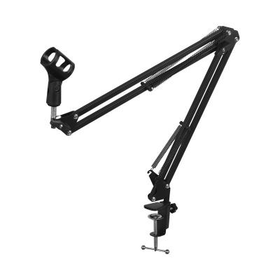 China Factory Supply Adjustable Fexiable Microphone Stand Desk Scissor 180 Degree Folding Adjustable Metal Arm Recording Microphone Stand for sale