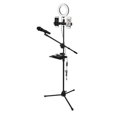 China Indoor Video Film Shooting Factory Supply Selfie Ring LED Light Tripod Stand For Makeup LED Fill Phone Stand And Microphone Stand Light for sale