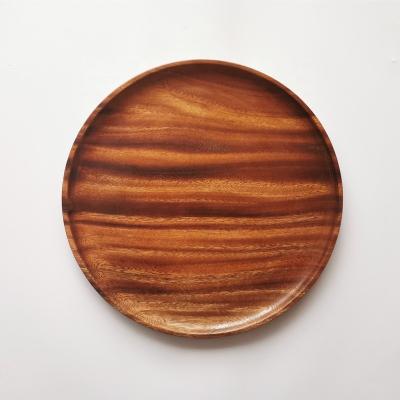 China Wholesale Acacia Disposable 12 Inch Disposable Round Solid Wood Charger Dish Washable Food Dish For Wedding for sale