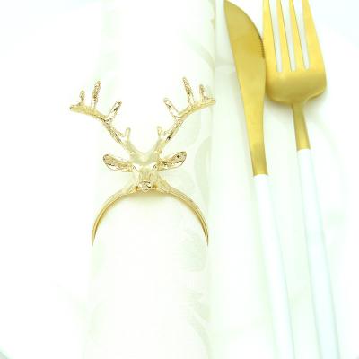 China International Dinnerware Gold Deer Sustainable Christmas 2020 Stocked Napkin Rings for sale