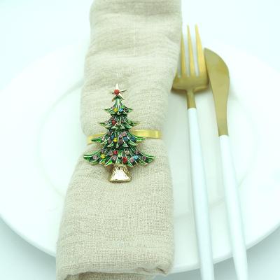 China Sustainable Int Tableware Metal Christmas Tree Crafts Napkin Rings Party Table Decoration for sale