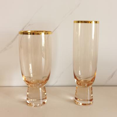 China New customized classic/postmodern single gold rimmed goblet red wine glass set for sale