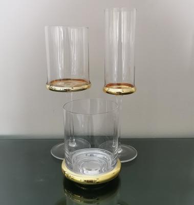 China Luxury Modern Tableware Gold And Silver Plated Crystal Stem Wine Glass Custom Set High Glassware For Wedding for sale