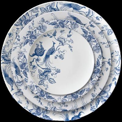 China Sustainable Tableware International Wholesale Luxury Ceramic Dish Bone China Design White And Blue Wedding Dinnerware Set for sale