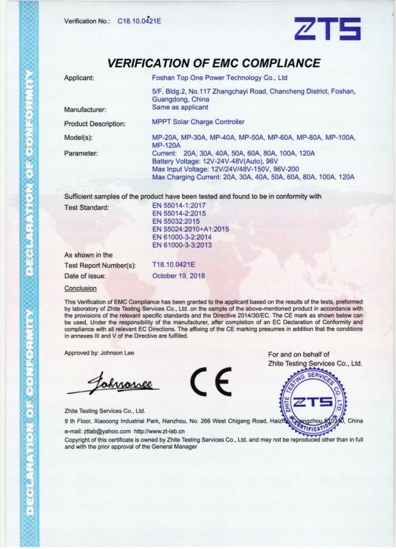 CE - Foshan Top One Power Technology Co., Ltd.