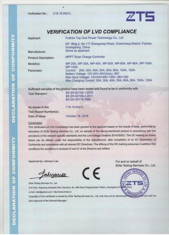 CE - Foshan Top One Power Technology Co., Ltd.