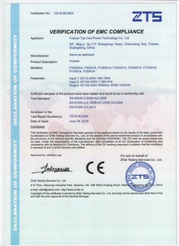 CE - Foshan Top One Power Technology Co., Ltd.