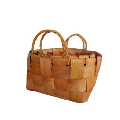 China Mini Woven Woodchip Storage Basket Bread Stored Fruit Basket for sale