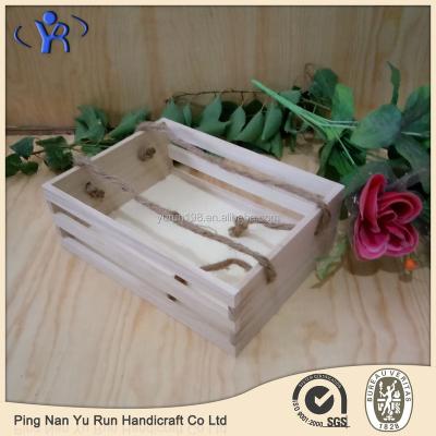 China China Rectangular Rustic Wooden Crate With Jute Rope for sale