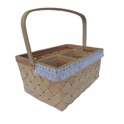 China Multi Purpose Woven Storage Basket Wooden Hanging Picnic Basket Sustainable for sale