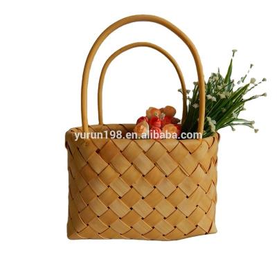 China China fashion handmade shavings handbag hanging basket with rattan handles for sale