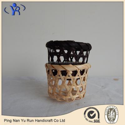 China China Small Hand Storage Bamboo Weaving Basket For Candle Holder for sale