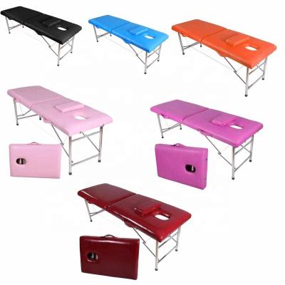 China Easy to Fold Portable Folding Beauty Massage Bed PU Style Spa Salon Beauty Bed Facial Sponge Filled Stainless Steel High Quality Leather Fashion for sale