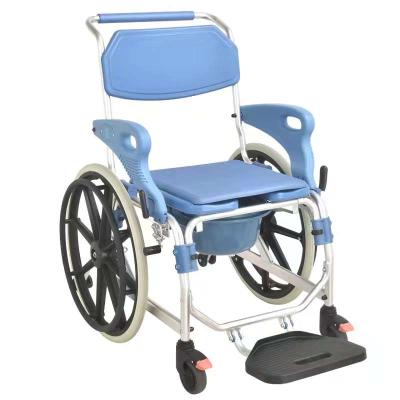 China Portable Adjustable Armrest Convenient Folding Elder Multifunctional Toilet Wheelchair With Wheels for sale