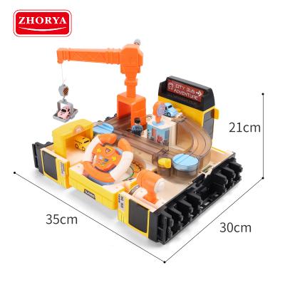 China Transforming 2 Into 1 Fashionable Zhorya Amazon Garage Toy Bus Toy Vehicle 2021 Kids Play Set Transforming 2 Into 1 Bus Garage Toy for sale