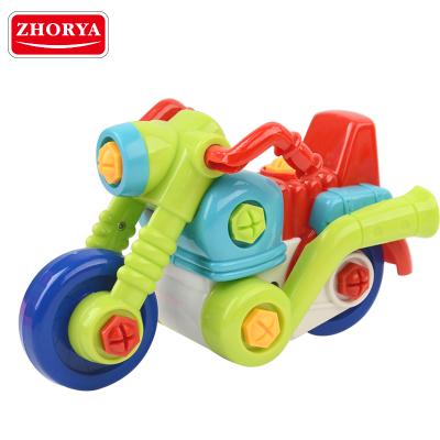 China Educational DIY Toy Vehicle Assembly and Disassembly Vehicle Toys Educational DIY Children's Cartoon SUV Train Formula Car Plastic Flat Locomotive Motorcycle for sale