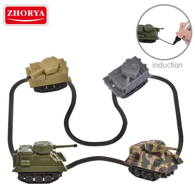 China Follow Route Driving Zhorya New Hot Search Boy's Inductive Tank Truck Car Set Toys With Magic Pen for sale