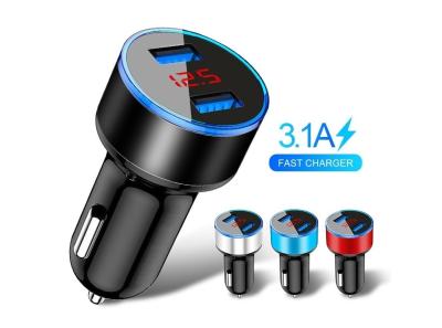 China Cargador dual del coche del paladio USB de la pantalla LED 15.5W de Xiaomi Samsung 3.1A en venta