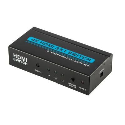 China Caja de interruptor de HDCP 4Kx2K 3840*2160 3x1 HDMI en venta