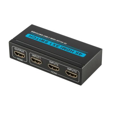 China CE ROHS 132g 10M Cable 36 Bit HDMI 3x1 Switcher for sale