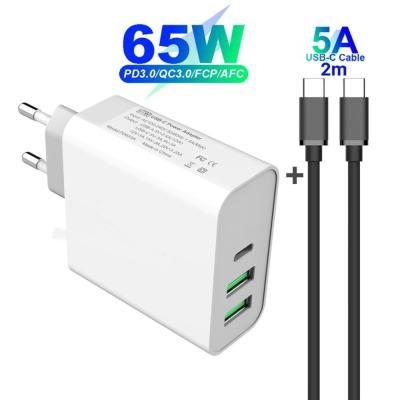 China PC ABS PD 3.0 65W  QC3.0 60W Wall Universal USB Charger for sale