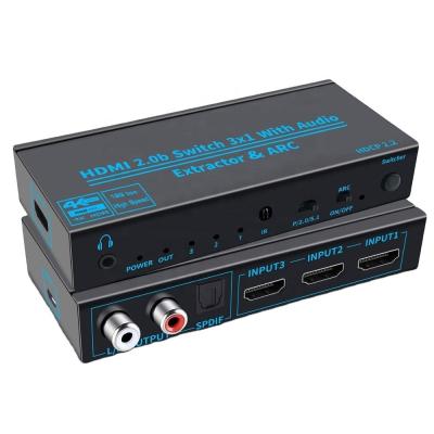 China Interruptor 3 de HDMI 2.0b en 1 caja coaxial del interruptor de 4K 60HZ 600MHz TOSLINK en venta