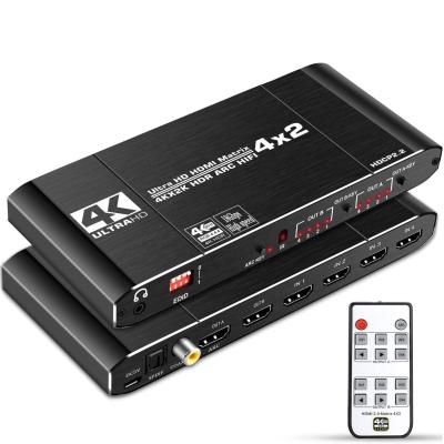 China 18Gbps 4x2 4 In 2 Out 4:4:4  HDMI 2.0 Matrix Switch Splitter for sale