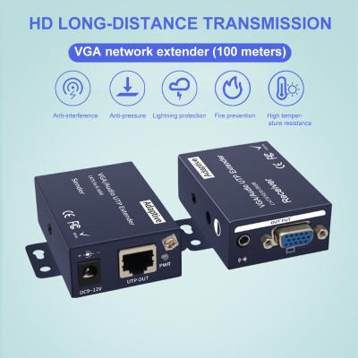 China Suplemento torcido de HD VGA 100 metros de VGA a los pares del transmisor-receptor de la señal de la transmisión RJ45 en venta