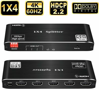 China 1 en 4 fuera de HDMI en puertos de la cruce 1x4 del divisor 2,0 HDCP 2,2 60HZ HD TV encajone ultra 4K lleno HDR 3D en venta