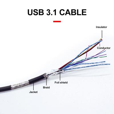 China Modifique el cable que dirige AWG22#/32# 80℃ 30V del USB para requisitos particulares 3,1 en venta