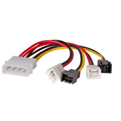 China La transmisión interna 20AWG cable el cable 2x5V/2x12V del convertidor del adaptador del ventilador del caso del Pin TX3 de Molex 4 Pin To 3 en venta