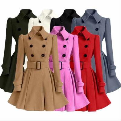 China Mzl Love Europe Plus Size And America Autumn And Winter Double Breasted Long Thick Coat Women's Medium Woolen Coat for sale