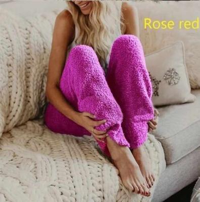 China European and American Mzl plus size style love women warm solid color woolen long pants ladies plush pants for sale