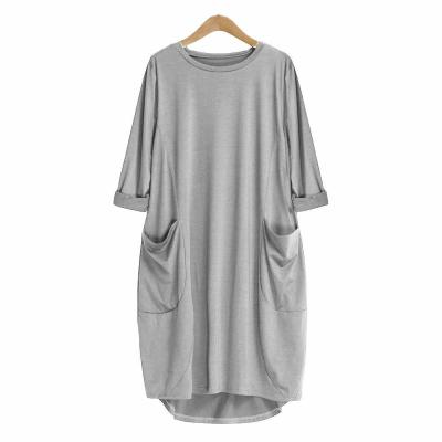 China Mzl's Love Women's Breathable Dresses Pocket Dress Loose Crew Neck Long Casual Girl Tops Dress for sale