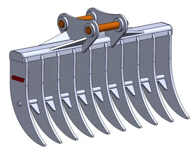 China Excavator Attachment Hot Selling 13T Excavator Root Rake For Hitach EX130 For Komatsu PC130 1690mm Width Rake For Farm Use zu verkaufen