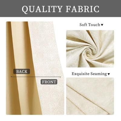 China Blackout Darkening Curtains For Bedroom, Embossed Holland Velvet Grommet Top Window Drapes Beige for sale