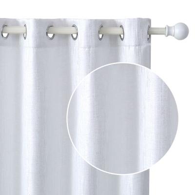 China Blackout Jacquard Grommet Ready Made Curtains For Bedroom Silver White for sale