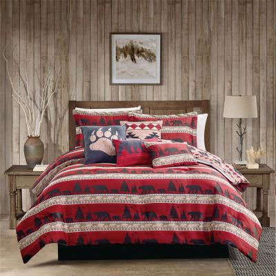 China Animal Forest Plaid Patchwork Vintage Print Pine Quilt Cover Bedding Set Anti-Static Animal Comfort Sets With Pillow Shame Bedspread for sale