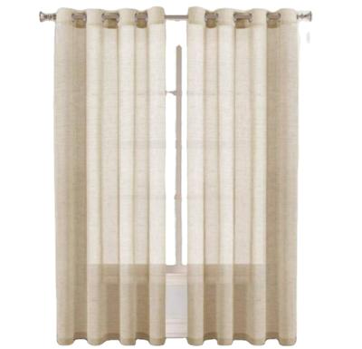 China Europe factory natural linen grommet sheer curtains for bedroom, living room for sale