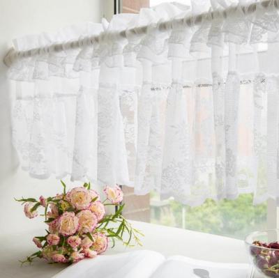 China Blackout Factory Lace Pocket Tier Short Curtins Valance Bedroom Closet Ready Made Kitchen Half Window Curtains Custom Semi Sheer Decor for sale