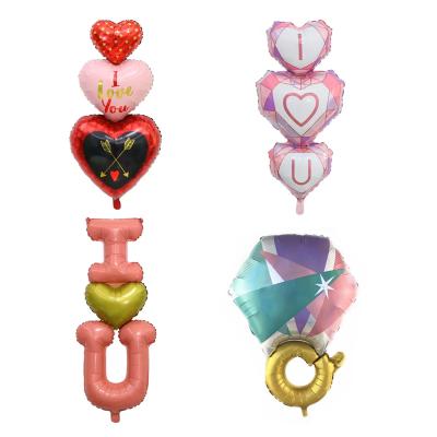 China Special Shaped Siamese Bachelor Party Decor Diamond Ring Movie Balloon Wedding Valentine Hen Party Toy New Arrival Gift I Love You for sale