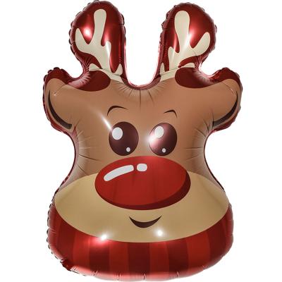 China 2021 eco-friendly santa claus christmas elk globos christmas balloon for merry christmas party supplies foil foil balloon custom shape for sale