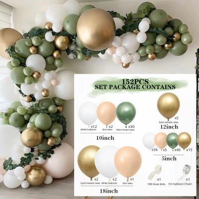 China New Party Decoration Retro Color Sage Green Color Balloons Party Decoration Sage Green Coffee Inflatable Latex Balloon Set for sale