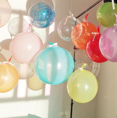 China Birthday Wedding Decoration PVC 18 Inch Eco-friendly Helium Round Shaped Transparent Crystal Globes Colorful Bubble Balloons for sale