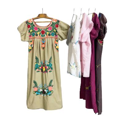 China 2021 Latest Vintage Ethnic Clothing Summer Dress Women Blouse Anti-static Embroidered Mexican Dresses for sale