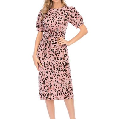 China Manni Viable High Quality Women Leopard Print Cheetah Print Knee Length Office Wear Half Pencil Dress for sale