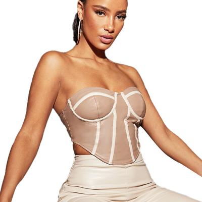 China MANNI QUICK DRY Panel Binding Sexy Bustier Ladies Crop Top Cami Tube Tops Corset Trainer for sale